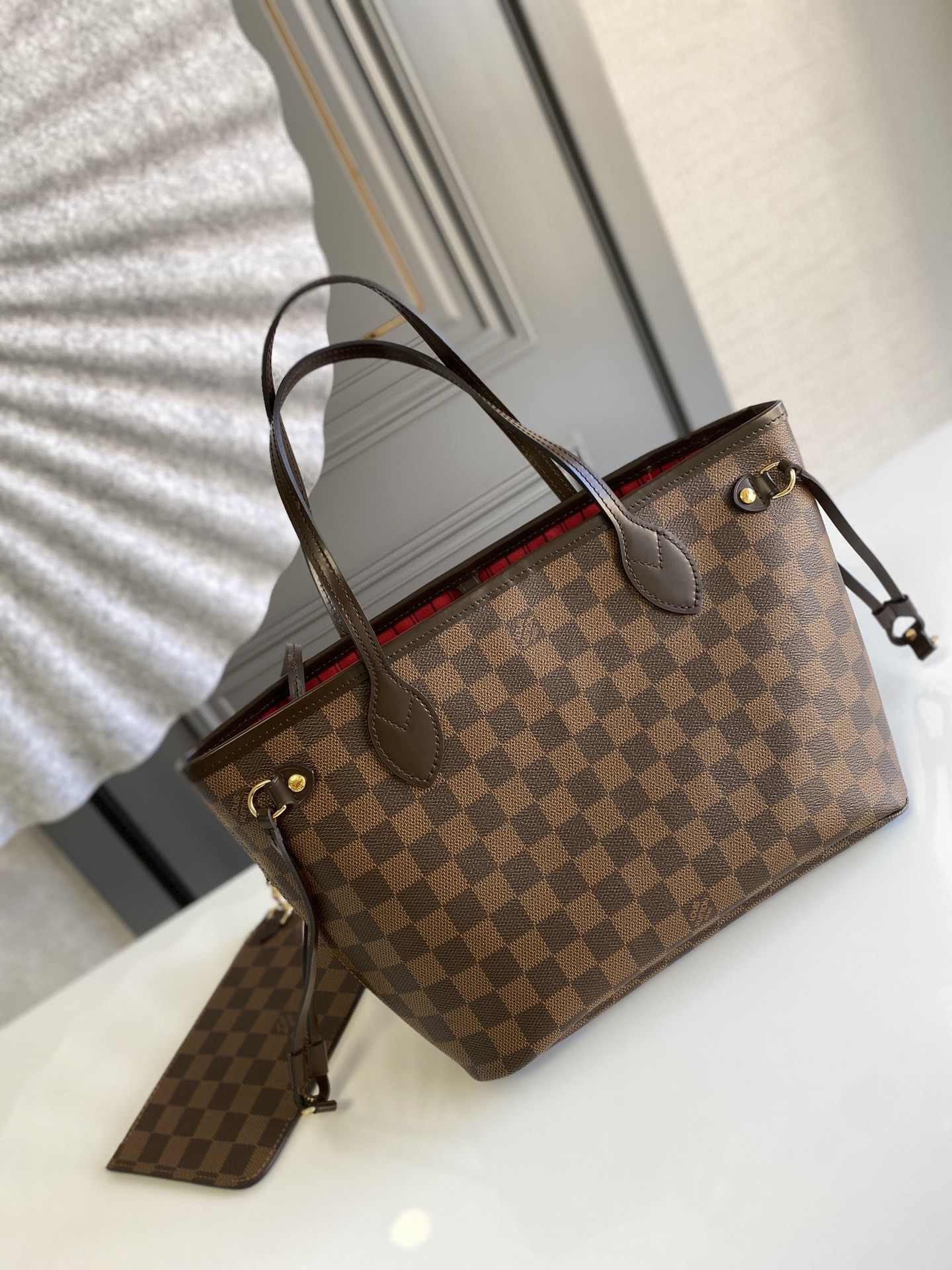 LOUIS VUITTON Neverfull PM Tote Bag Damier Ebène coated canvas