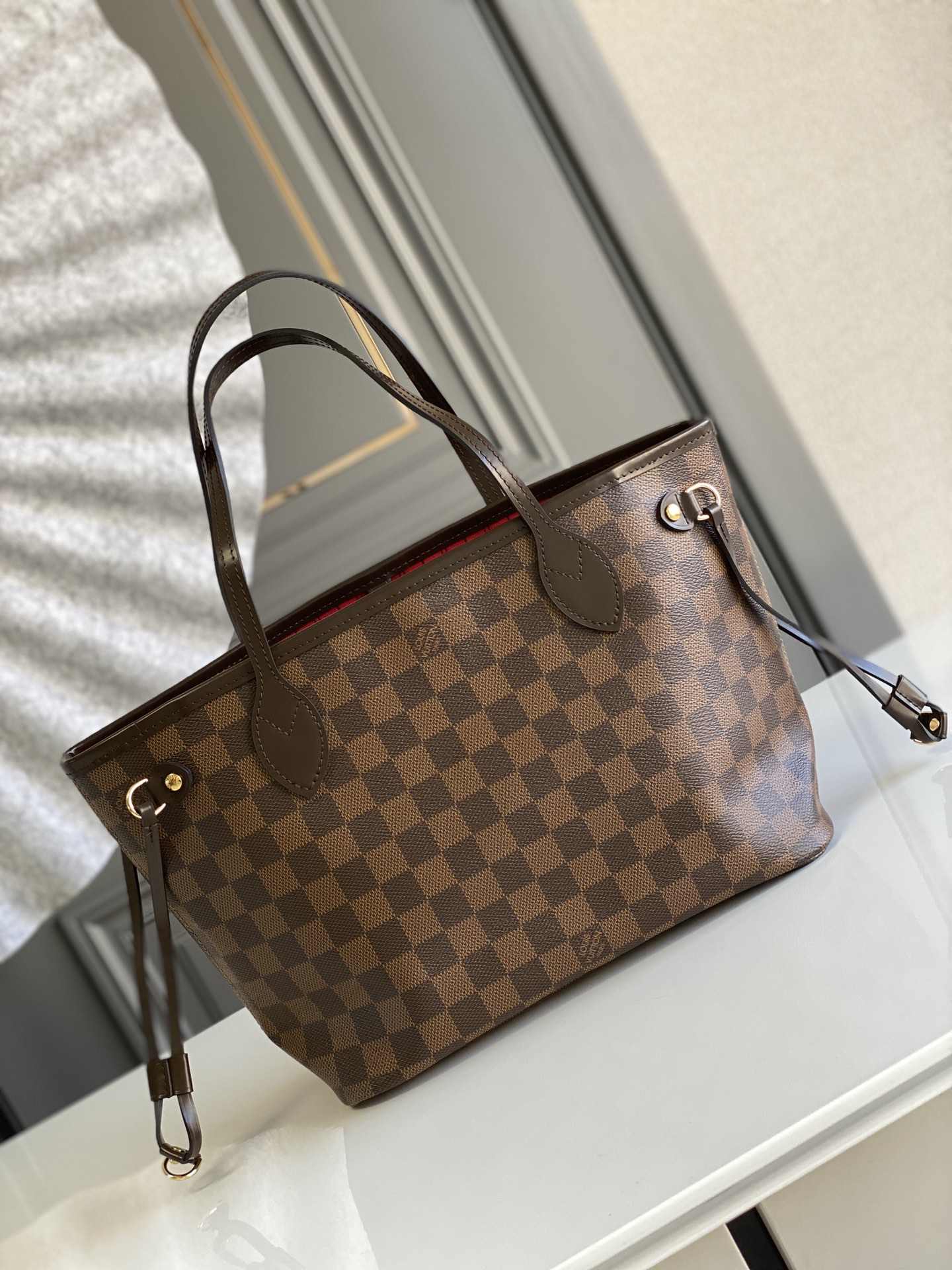 LOUIS VUITTON Neverfull PM Tote Bag Damier Ebène coated canvas