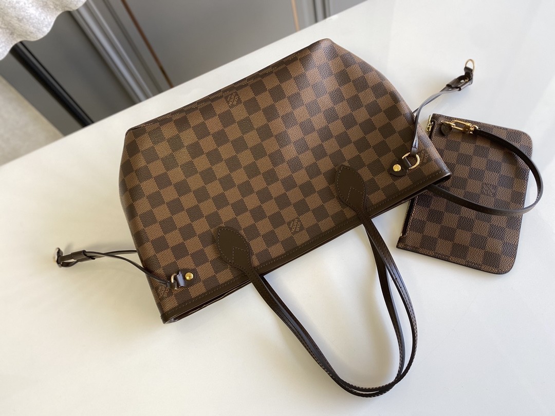 LOUIS VUITTON Neverfull PM Tote Bag Damier Ebène coated canvas