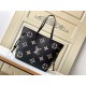 LOUIS VUITTON Neverfull MM Tote Bag Black/Beige