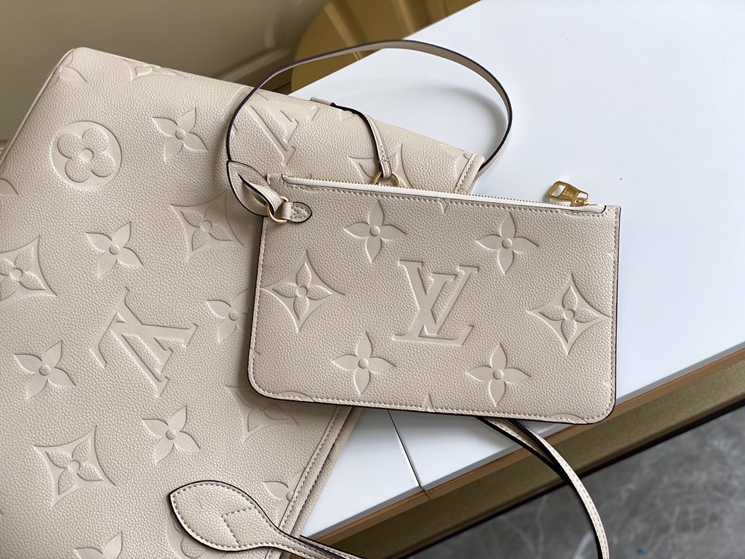 LOUIS VUITTON Neverfull MM Tote Bag Crème Beige