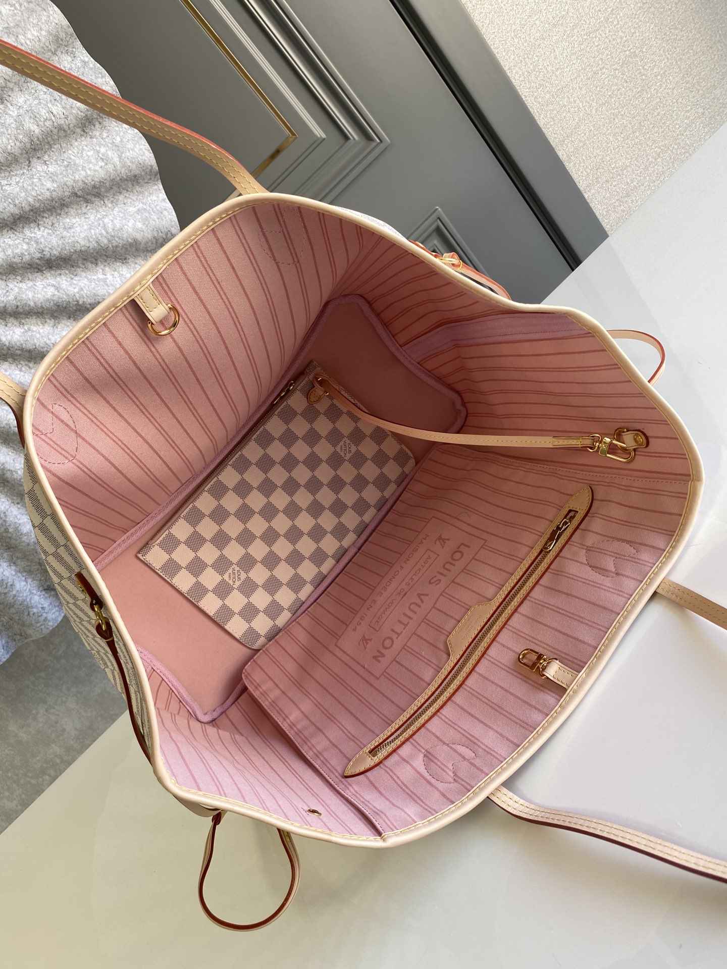 LOUIS VUITTON Neverfull GM Tote Bag Damier Azur coated canvas