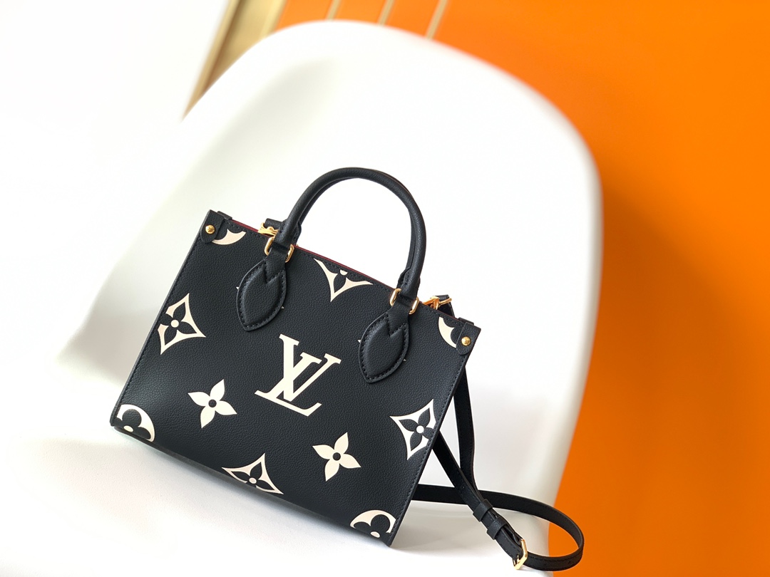 LOUIS VUITTON OnTheGo PM Tote Bag Black/Beige