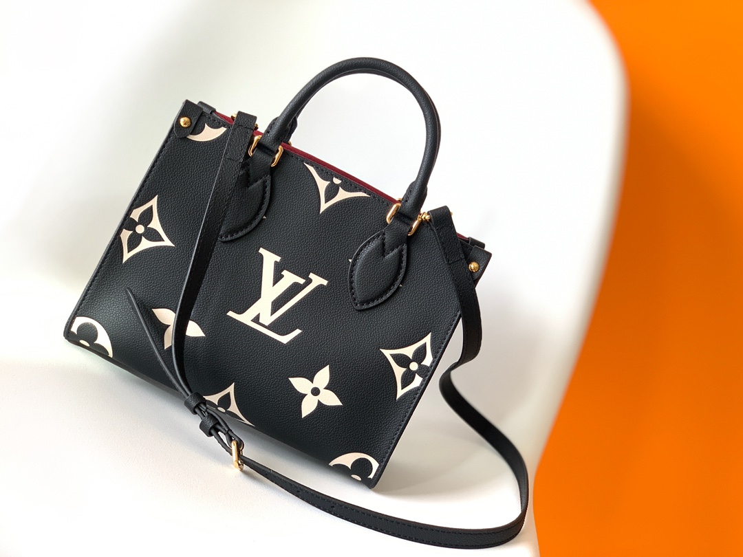 LOUIS VUITTON OnTheGo PM Tote Bag Black/Beige