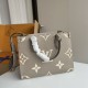 LOUIS VUITTON OnTheGo PM Tote Bag Tourterelle Beige/Cream