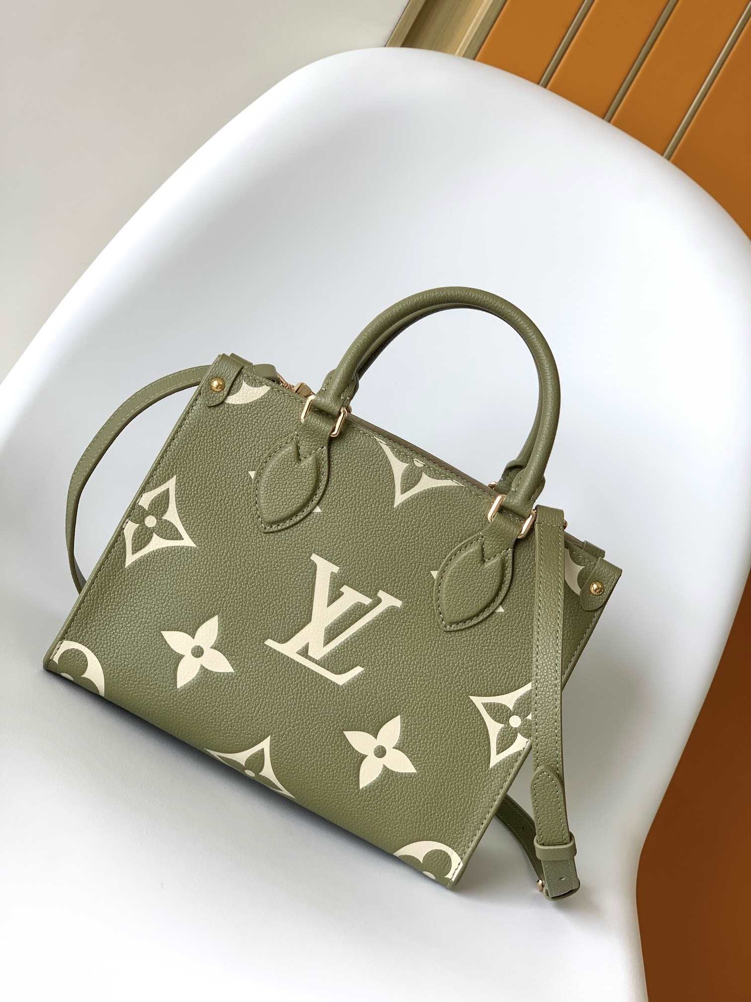 LOUIS VUITTON OnTheGo PM Tote Bag Light Khaki/Cream