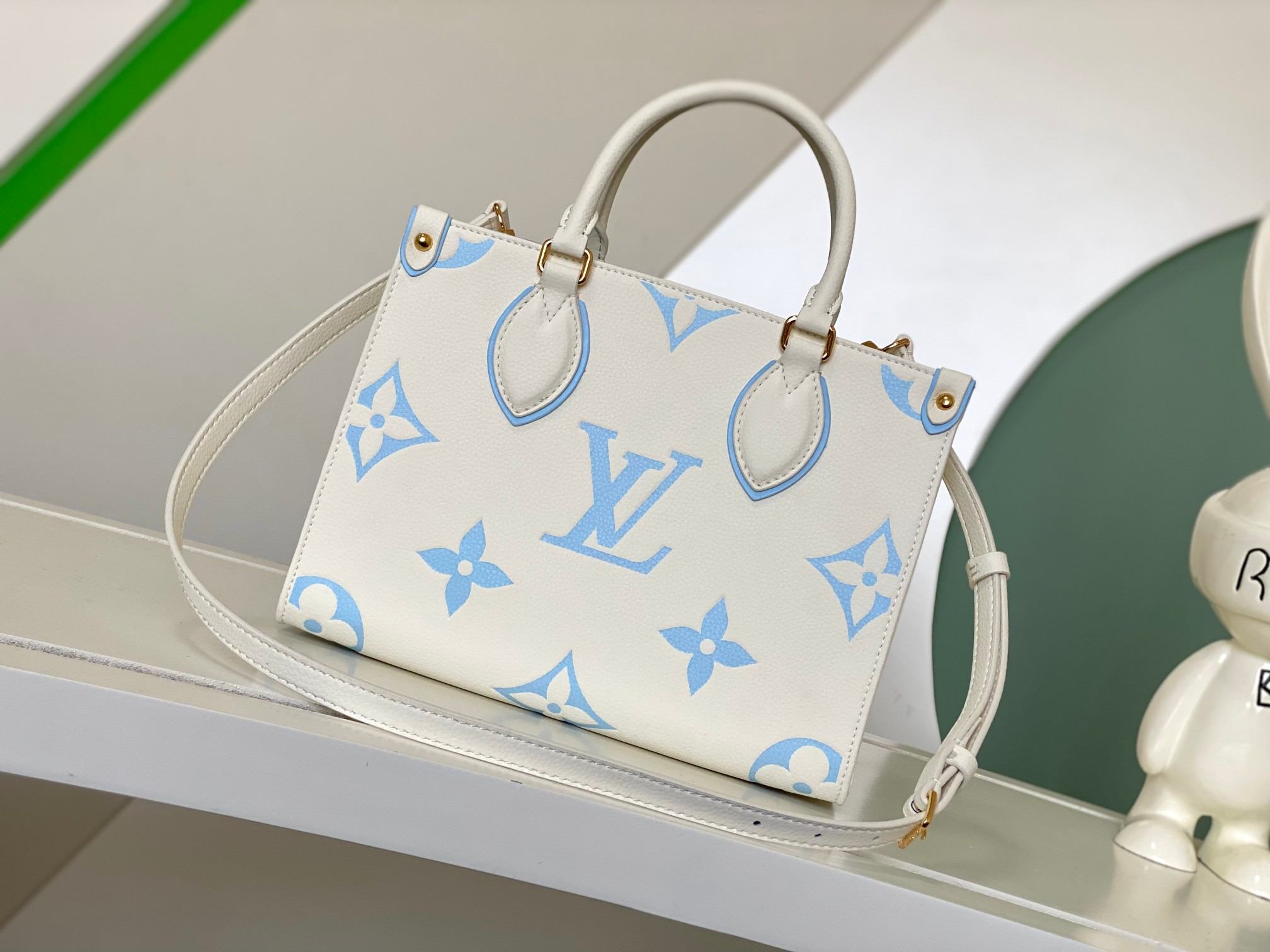 LOUIS VUITTON OnTheGo PM Tote Bag Latte/Candy Blue