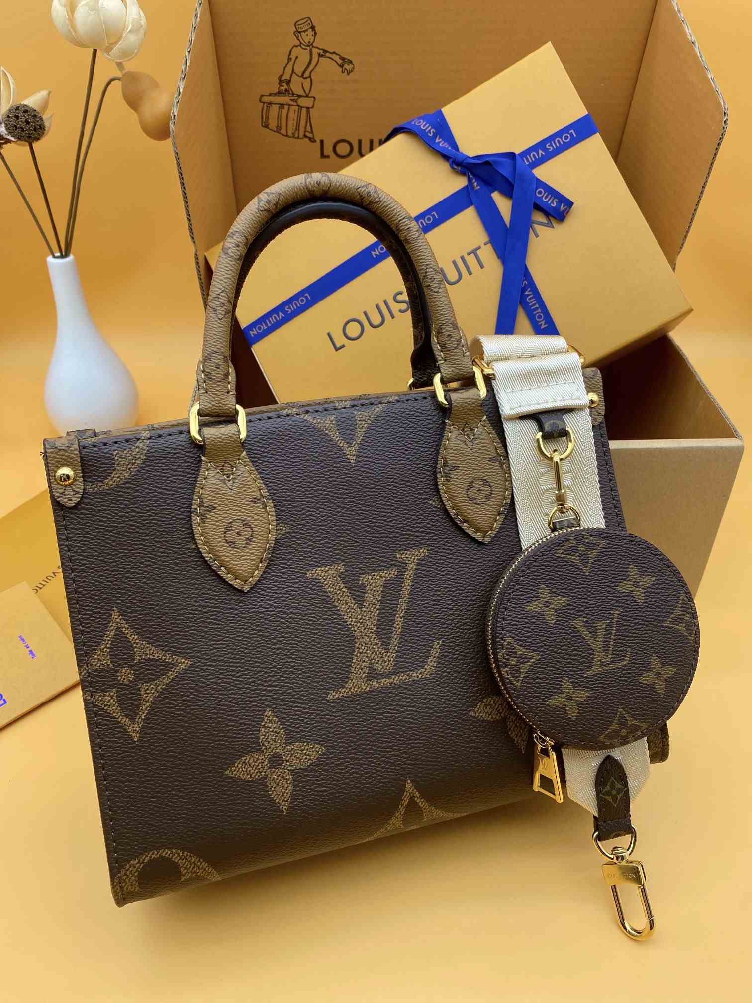 LOUIS VUITTON OnTheGo PM Tote Bag Monogram and Monogram Reverse coated canvas