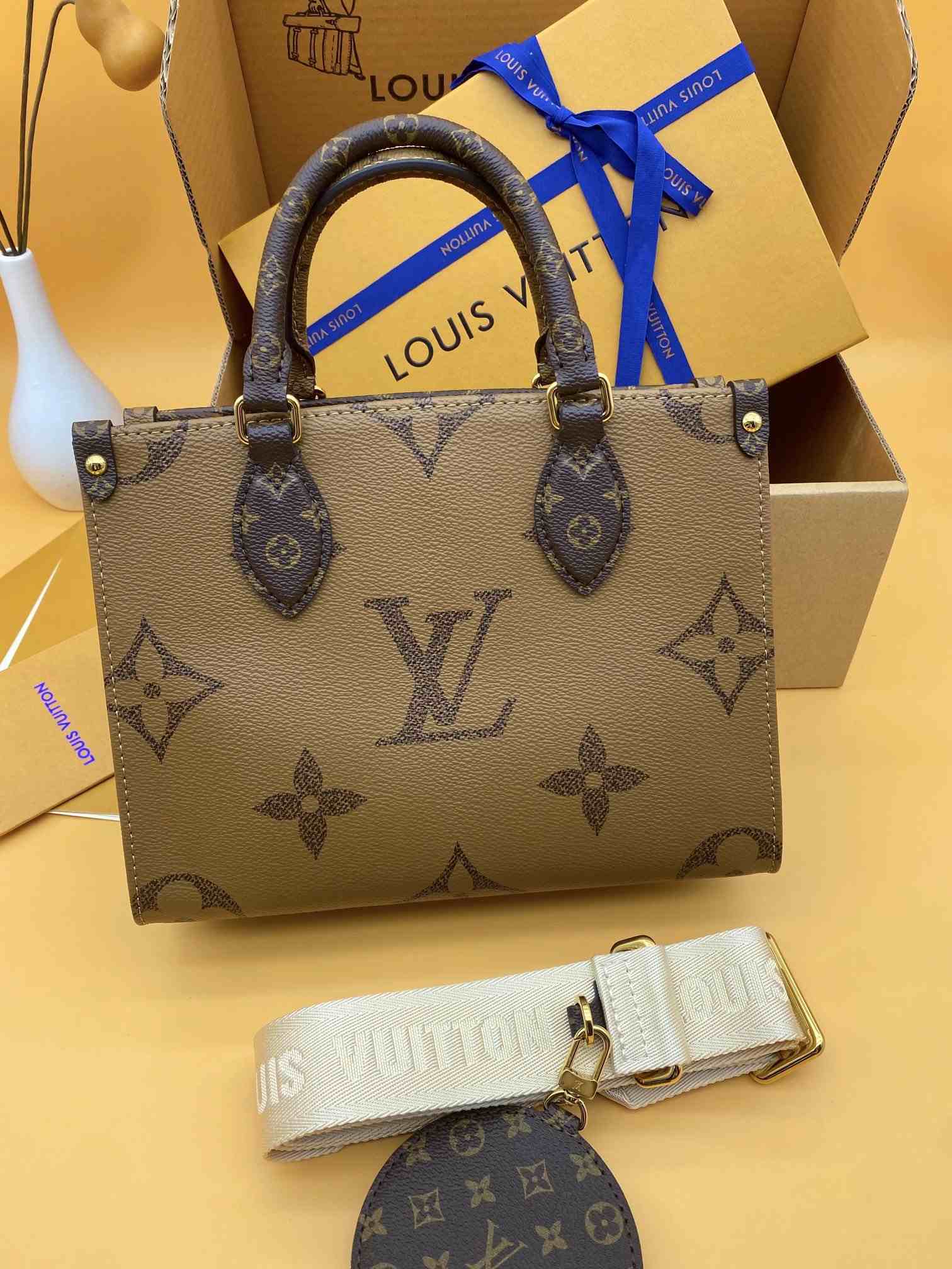 LOUIS VUITTON OnTheGo PM Tote Bag Monogram and Monogram Reverse coated canvas