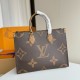 LOUIS VUITTON OnTheGo MM Tote Bag Monogram and Monogram Reverse coated canvas trim 