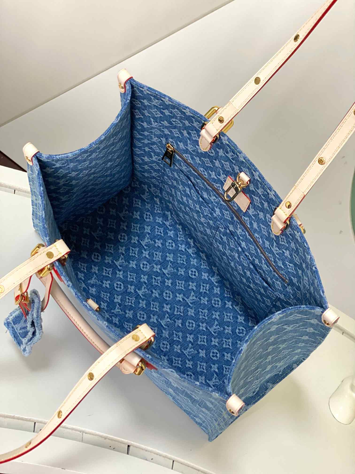 LOUIS VUITTON OnTheGo MM Tote Bag Denim Blue