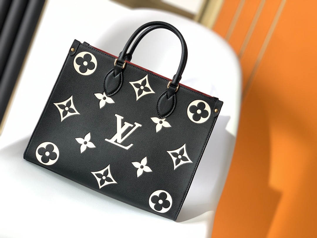 LOUIS VUITTON OnTheGo MM Tote Bag Black/Cream