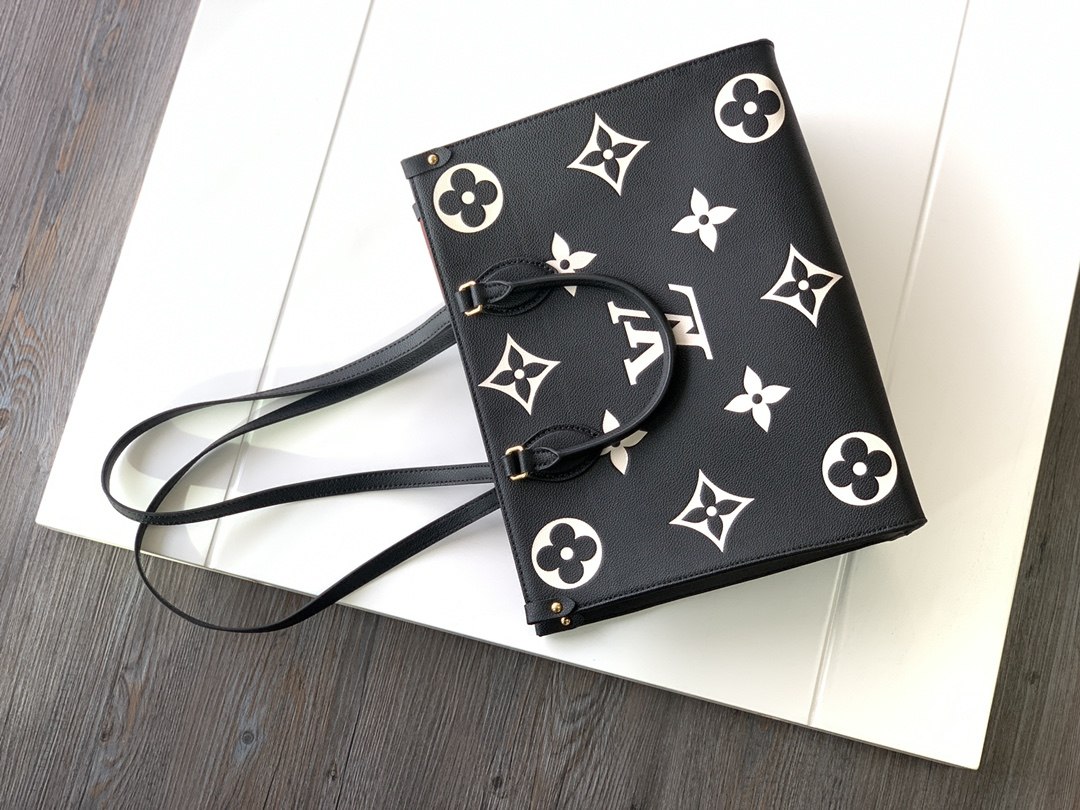 LOUIS VUITTON OnTheGo MM Tote Bag Black/Cream