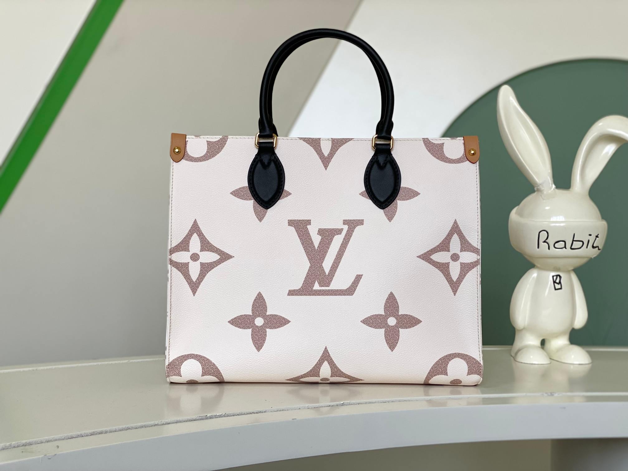 LOUIS VUITTON OnTheGo MM Tote Bag Monogram Dune coated canvas