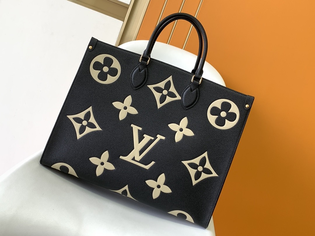 LOUIS VUITTON OnTheGo GM Tote Bag Black/Beige