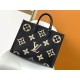 LOUIS VUITTON OnTheGo GM Tote Bag Black/Beige