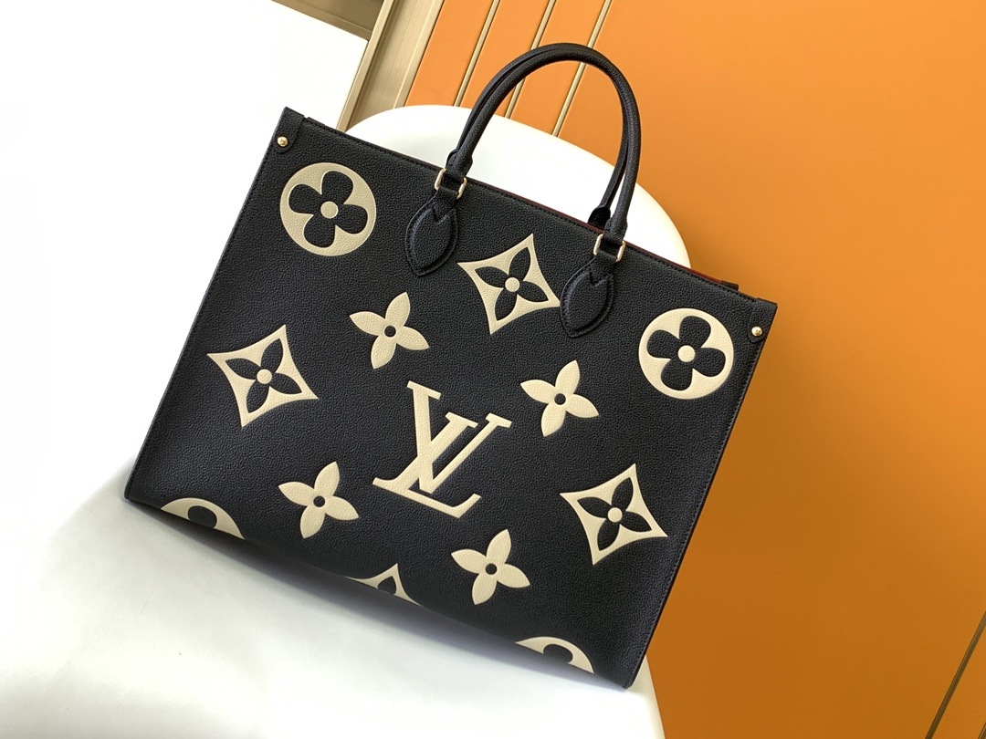 LOUIS VUITTON OnTheGo GM Tote Bag Black/Beige