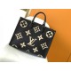 LOUIS VUITTON OnTheGo GM Tote Bag Black/Beige